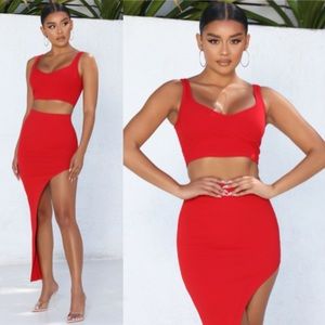 Adrianna Snatched Maxi Skirt Red Fashion Nova Size Small